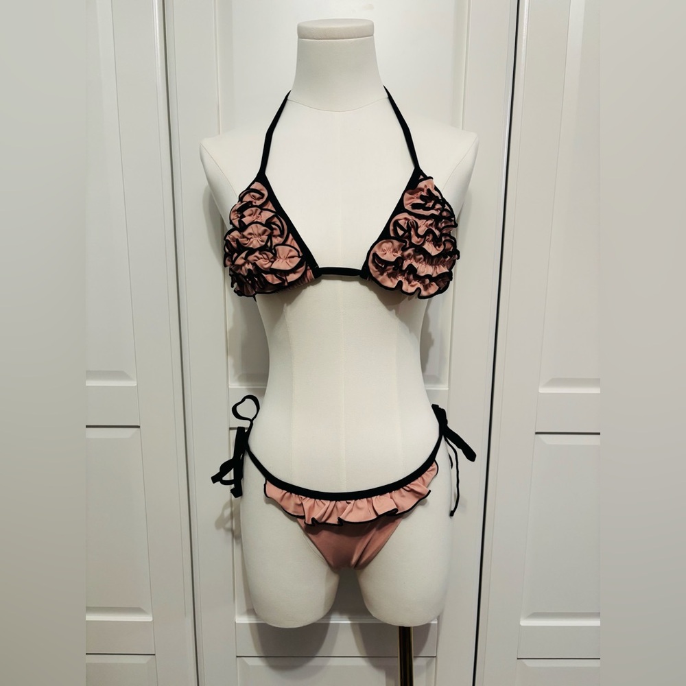 Ruffle Triangle Bikini Set - Blush Pink in Sizes S & M